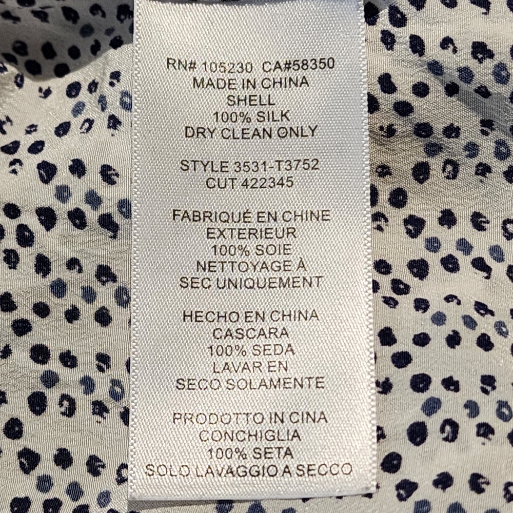 Joie Abstract Dot Print Silk Peasant Blouse Size Large - Picture 8 of 9